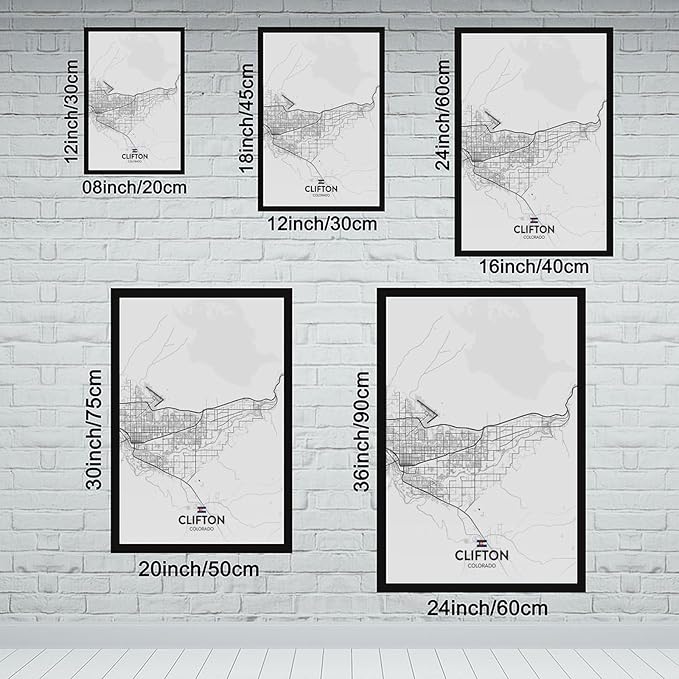 Clifton CO Posters Prints Canvas Decorations Paintings Black And White Wall Art For Offices Living Rooms And Bedrooms Minimalist Style Black Hanging Frames 08x12in