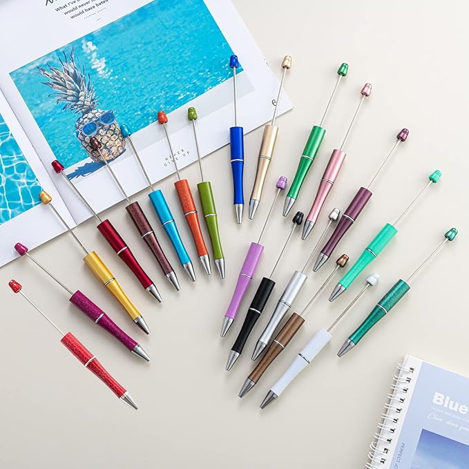 PASISIBICK 150 Pieces Beadable Pens Bulk Kit – 50 Plastic Ballpoint Pens with Refills & Bags for DIY PPL Gift– School Supplies, Office Accessories, Decorative Items for Everyone Writing