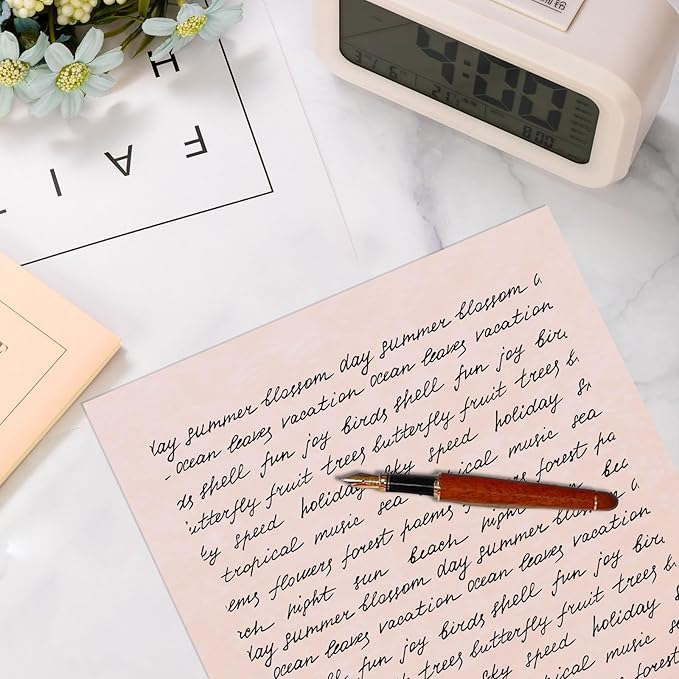 90PCS Vintage Paper 8.5 x 11 in Parchment paper for Writing Letter writing Paper, Decorative Printer Paper for Invitation, Letter, Resume, Award, Diploma, Art, Craft (Pink)