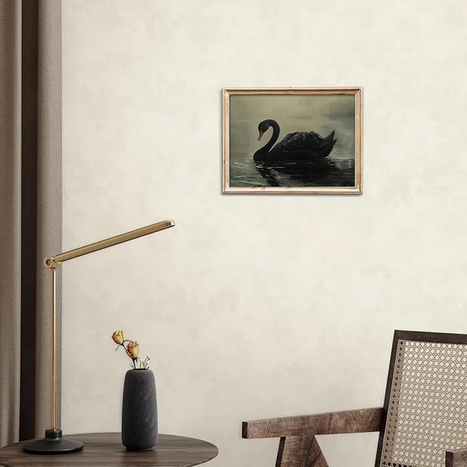 uniro Black Swan Retro Wall Art Gothic Home Decor Dark Academia Wall Art Prints Victorian Goth Print Dark Cottagecore Wall Art Moody Vintage Oil Painting Aesthetic(8" x 10"-UNFRAMED)