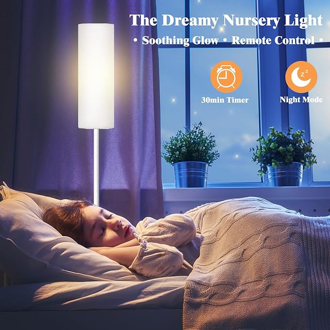 Smart LED Floor Lamp with APP Control & RGB Colors - Dimmable Standing Lamp for Living Room, Bedroom, Gaming - Remote, Timer, 9W Bulb Included, 67" Modern Tall Lamp (White)
