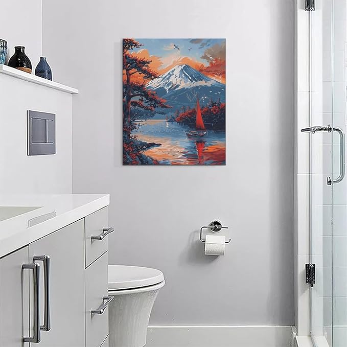 Japanese Wall Art Japan Pictures Wall Decor Asian Landscape Canvas Painting Print Home Modern Artwork Decorations Framed for Bathroom Living Room Bedroom Office 16 x 20 inch