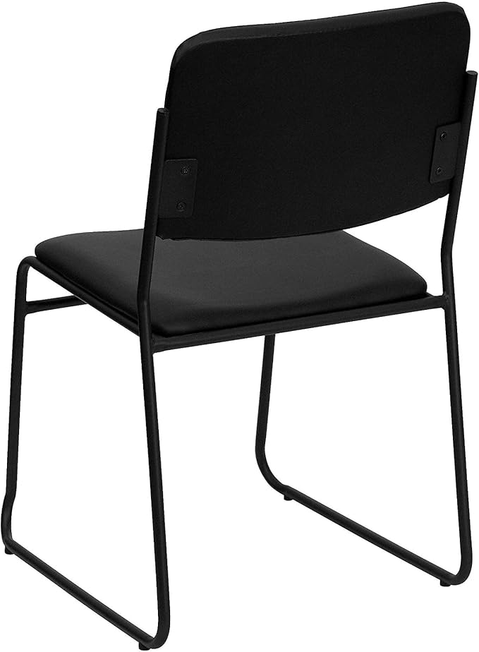 Flash Furniture HERCULES Series 500 lb. Capacity High Density Black Vinyl Stacking Chair with Sled Base