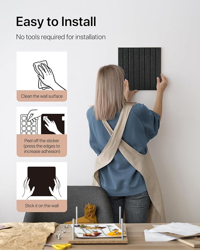 Soundsbay Large Cork Board Alternative, 47"x35" Felt Bulletin Board Tiles, 12-Pack Office Wall Organizer, 60 Adhesive Tabs, Vision Board Message Board for Office Decor, Room Decor