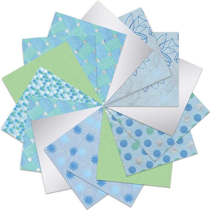 Ursus Indian Colours Blue, 41256102 with 10 Natural Paper and 5 Sheets of Coloured Drawing Paper, Printed on One Side, Metal Effect and Glitter