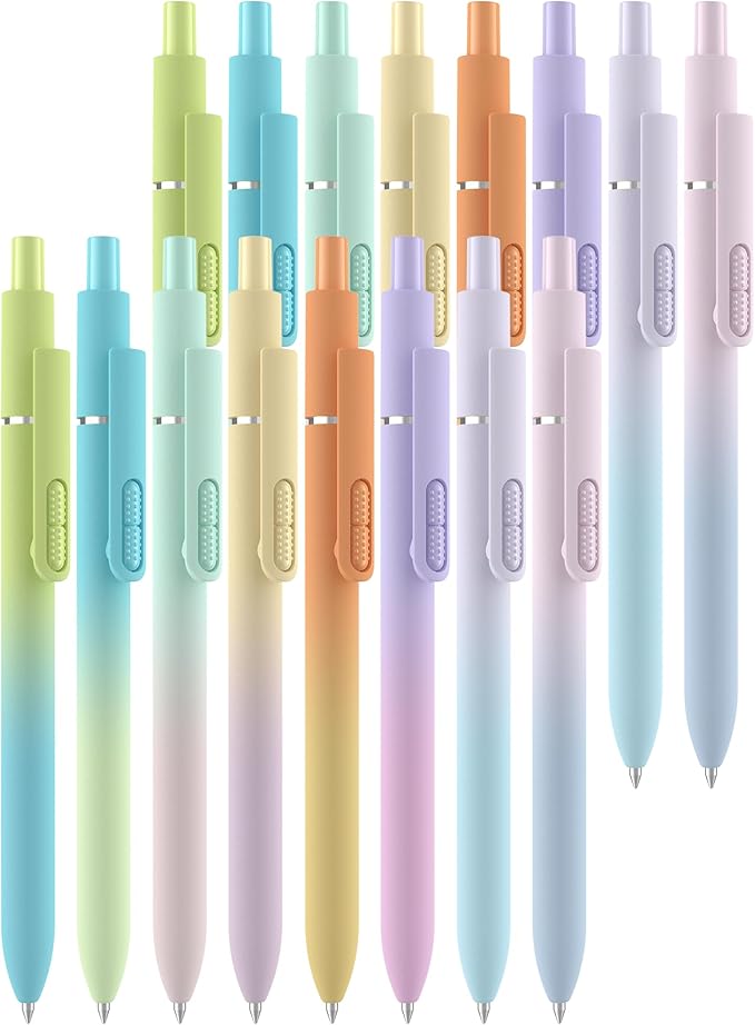 16 Pack Black Pens - 1.0mm Medium Point Ballpoint Pens | Smooth Writing Retractable Black Ink Pen for Nurses, Women, Adults, School, Office (Gradient-16pcs)