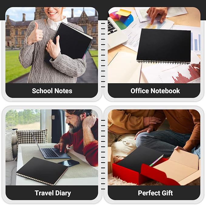 EUSOAR 5 Subject Notebook College Ruled, 1 Pack A4 11" x 8-1/2", 100GSM Line Paper,120 Sheets/ 240 Pages, Thick Hardcover Large Journal Notebooks with Dividers for School Office Note Taking Travel