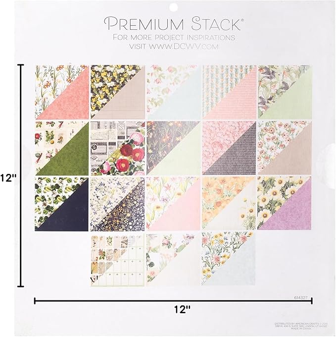 DCWV Printed Cardstock Paper 12x12, 36 Sheets of Scrapbook Paper for Crafts and Card Making, Double Sided Heavy Duty Cardstock with Foil Accents - Botanical Beauty