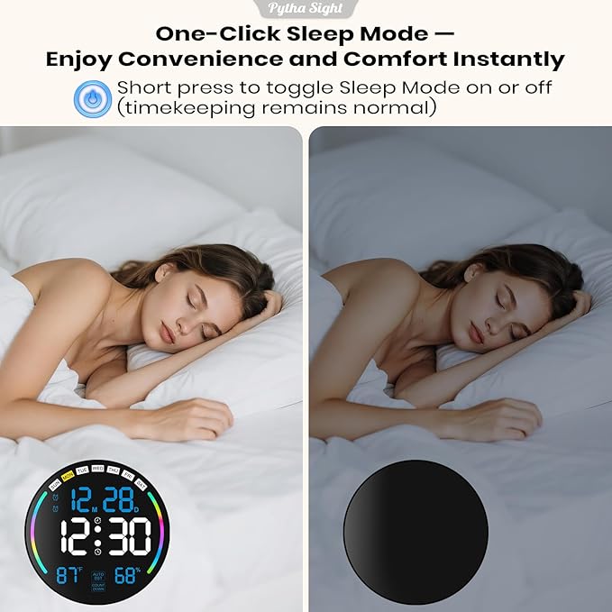Large Digital Wall Clock with 10.3" LED Display,Alarm,Countdown Timer,DST,Temperature,Humidity,Auto-Dimming,Remote Control,Night Light for Classroom,Bedroom,Living Room,Office,Gym