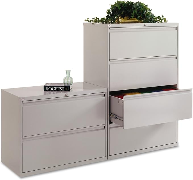 Alera ALELF3654LG Four-Drawer Lateral File Cabinet, 36w x 19-1/4d x 53-1/4h, Light Gray