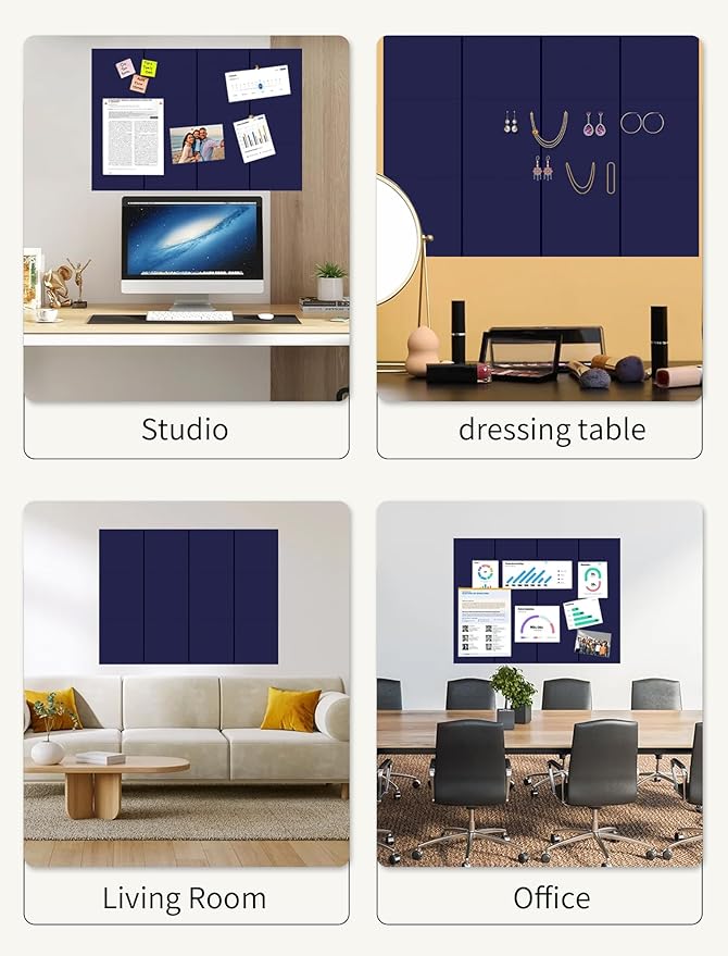 Large Bulletin Board 48"x 48" Cork Boards for Walls, 12 Pack Felt Wall Panels Photo Board, Cork Board for Office Home Pin Board