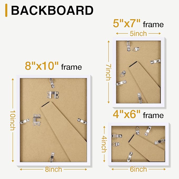 decorUhome Picture Frames Collage Wall Decor for Photo Gallery Display, Assorted Picture Frames set of 10 Including Two 8x10 / Four 5x7 / Four 4x6 for Family Wall Decor, Distressed White, 10 Pack