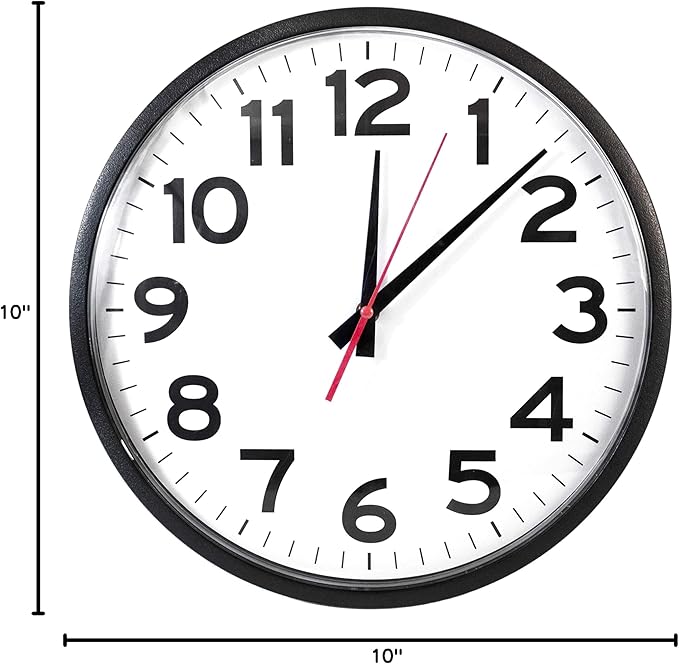 Ultimate Wall Clock | 10 Inch | Silent | Round | Quartz | Black | Kitchen | Office | Bedroom | Study | Classic | Indoor | Outdoor | Unbranded | Battery Operated | Modern Décor | Sweeping
