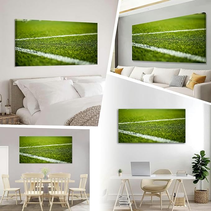 TIGTMULERLY Wall Art Frame Gallery Wall Decor Soccer pitch Modern Canvas Prints Artwork for Living Room Bedroom Office Kitchen 48x24Inch