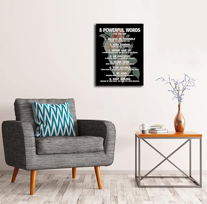 8 Rules Of Life Canvas Decoration Painting, Suitable For Office, School, Library,Home (29x38cm) Framed (rose-8)