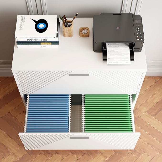 File Cabinet, 2-Drawer Lateral Filing Cabinet Office Storage Cabinet for Home Office,Modern Wood Decorative File Cabinet Printer Storage Cabinet for Letter/A4/F4 Legal Size Documents(style-03)