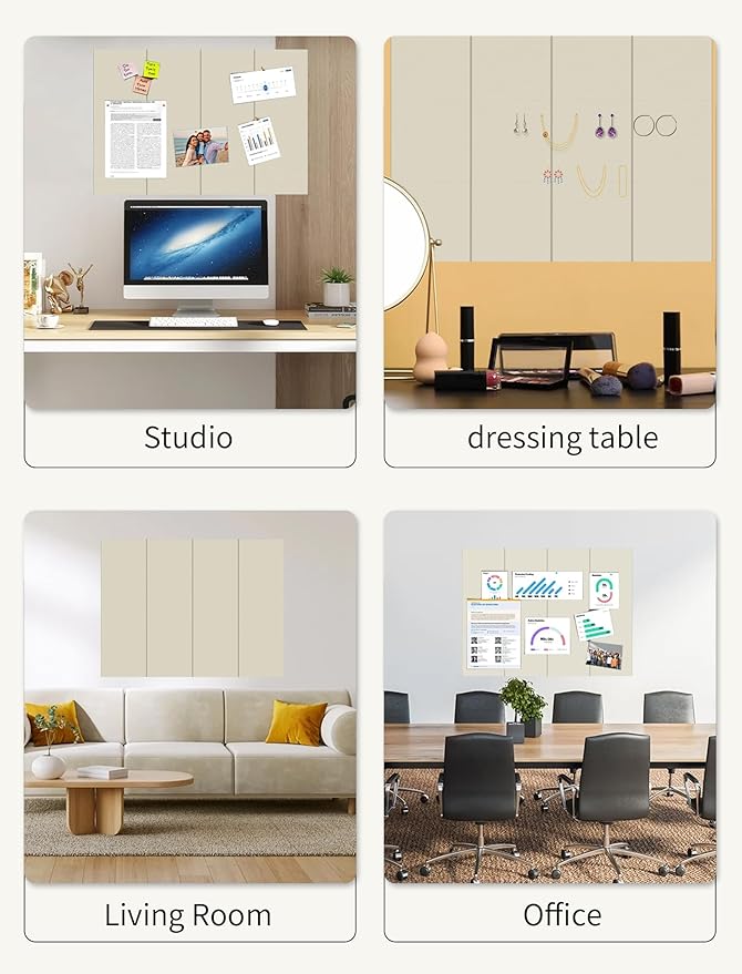 Large Bulletin Board 48"x 24" Cork Boards for Walls, 12 Pack Felt Wall Panels Photo Board, Cork Board for Office Home Pin Board