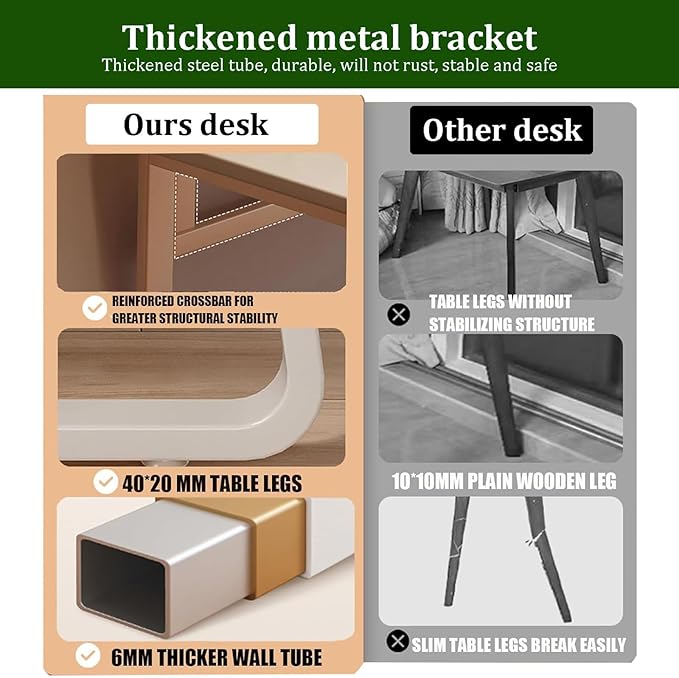 Solid Wood Computer Desk,Modern Simple Computer Desk,Study Writing Desk,Home Office Desk with Metal Legs,Laptop Pc Table Workstation for Home Office(100x60x74cm(39x24x29inch), Walnut B)