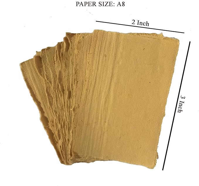 Deckle Papers® Deckled Edge Handmade Paper Place Cards, Escort Cards, Business Cards, Visiting Cards, 150gsm Thick, 2x3 Inches (Pack of-100 Pcs)-Brown
