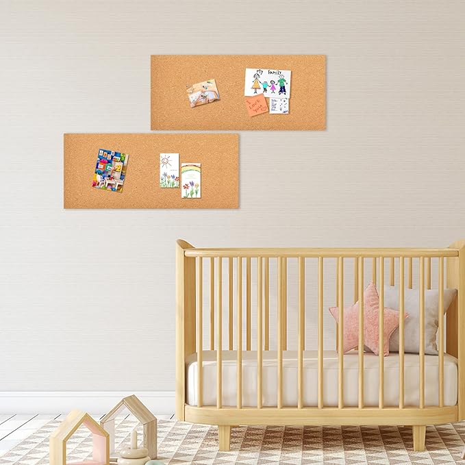 17x8 Cork Board Tiles Bulletin Board, 1/4" Thick Self-Adhesive Cork Boards for Walls, Cork Tiles Vision Board for Home, Office, School, Bulletin Board Decorations(6mm,2pc)