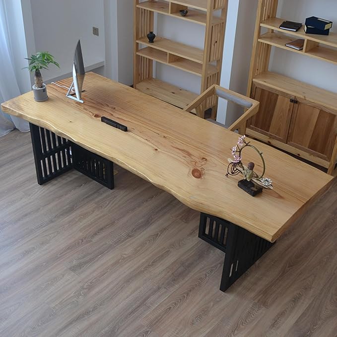 Computer Desk 47-inch, Home Office Desk Simple Study Writing Desk Workstation Rustic Style Solid Wood Desk