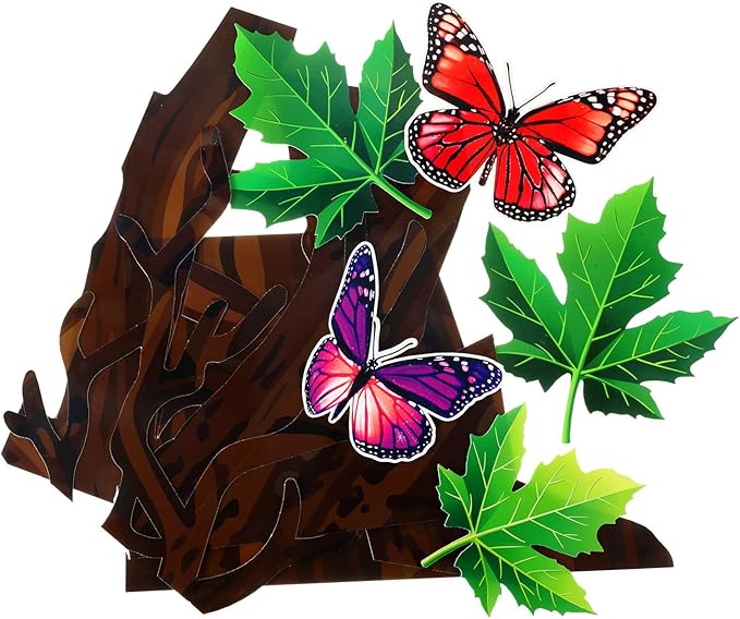 60 Pieces 70 x 55 Inch Classroom Big Tree Bulletin Board Set with Leaves and Butterflies, Woodland Whimsy Decor with 180 Pieces Removable Glue Point Dots for School Decoration(Stylish Green Leaf)