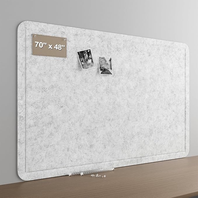Large Felt Bulletin Board for Wall, 72"x48" Frameless Picture Board, Soft Felt Cork Board for Office, Home Planning & Office Wall Decor, Easy Install Pin Board(Light Grey)