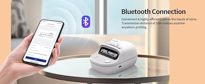 HPRT T20 Label Maker - Bluetoth Portable Label Printer, with Auto Identification and Waterproof Label, Thermal Inkless Labeler for Office, Home, Kitchen, Organization (White)