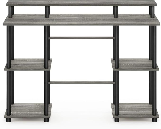 Furinno Turn-N-Tube Computer Desk, French Oak Grey/Black
