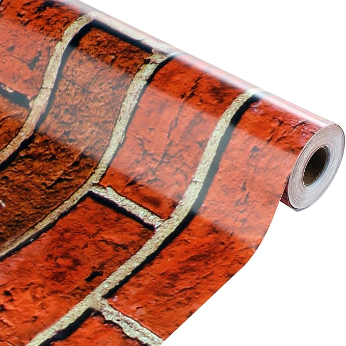 Tenceur Wrapping Paper Roll Bulletin Board Borders Paper Fade Resistant Decorative(40 Inch X 100ft,Vintage Red Brick Style)