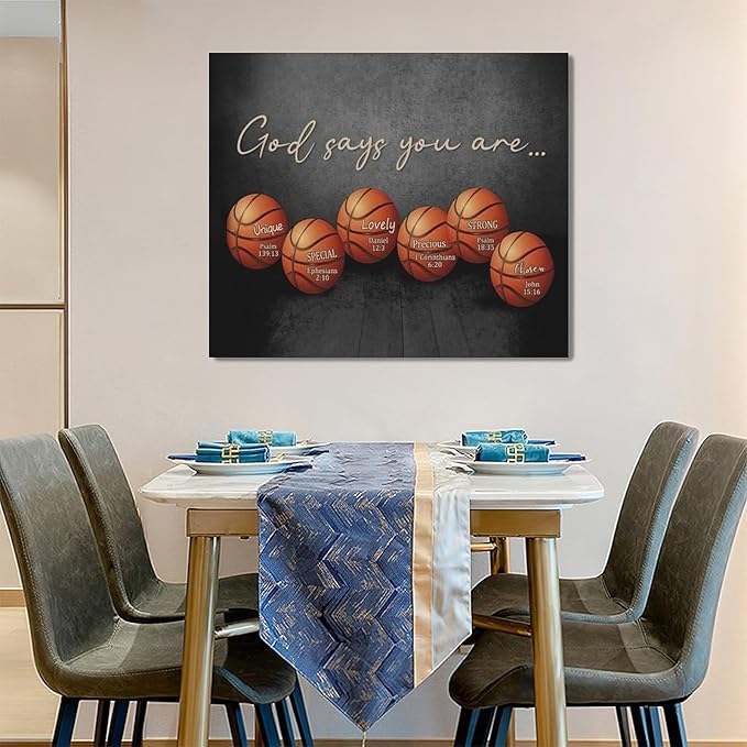 Inspirational Basketball Boys Room Wall Art Motivational Sports Basketball Pictures Wall Decor God Says You Are Canvas Print Painting Modern Home Artwork For Dorm Gym Bedroom Framed 24"x20"