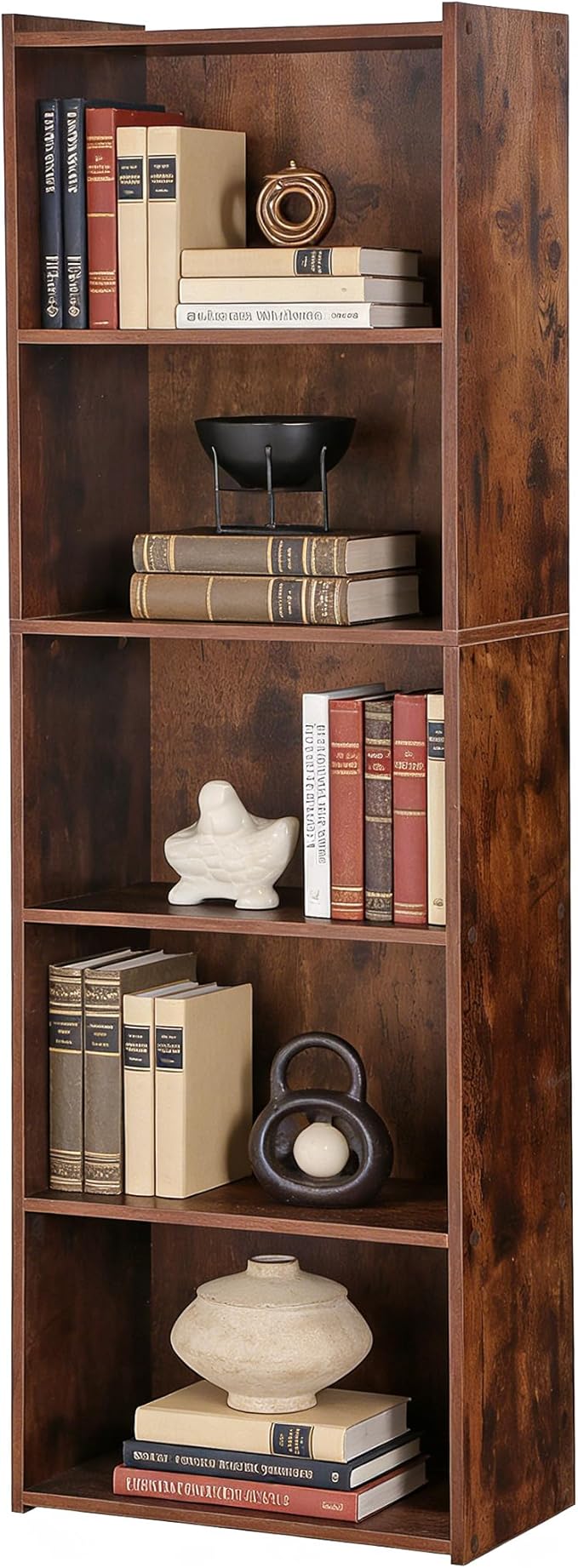 ZENY 5-Tier Shelf Bookcase, Freestanding Wood Storage Display Open Bookshelf for Home Office (Rustic Brown)