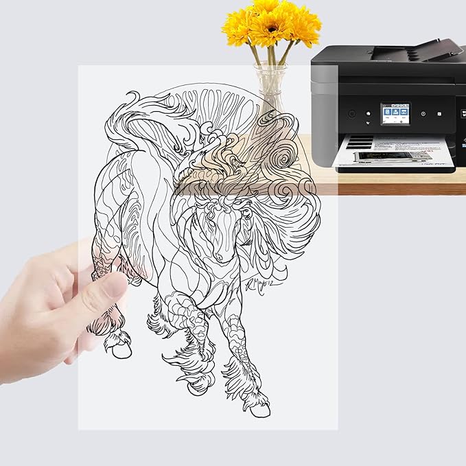 8.5 x 11 Inch Waterproof Inkjet Transparency Film for Silk Screen Printing (50 sheets)