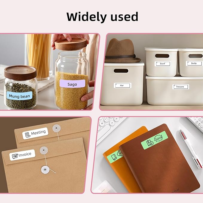 ORGSTA S001 Label Maker Machine with Tape, Portable Bluetooth Label Maker for Home and Office Organization, Thermal Label Printer Mini Printer with 3 Roll Continuous Label Tapes - White