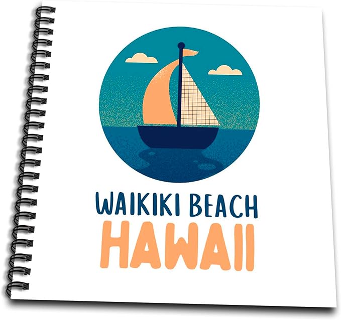Memory Book 12 x 12 inch - Waikiki Beach Hawaii Travel Prints Remembrance Gift 3dRose - Rosette - Hawaii Beach