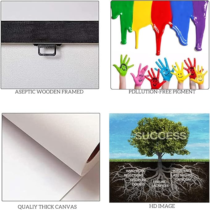 Inspirational Posters Tree of Success Canvas Print Wall Art Office Decor Modern Artwork Roots Inspiration Pictures Motivation Entrepreneur for Classroom Gym School Wall Decor-24 inch x 36 inch