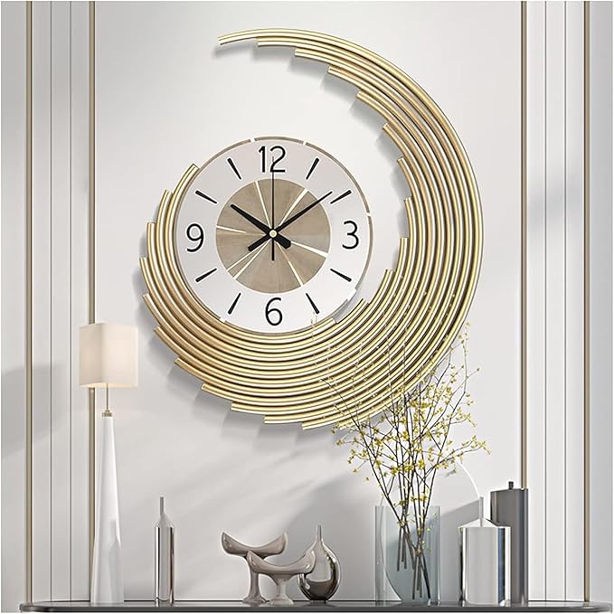 Wall Clock 3D Wall Clocks, Modern Metal Creative Quartz Clock Silent Non Ticking Large Home Decoration Wall Clock,for Home Kitchen Living Room Office Clock (One Color 48X58CM)