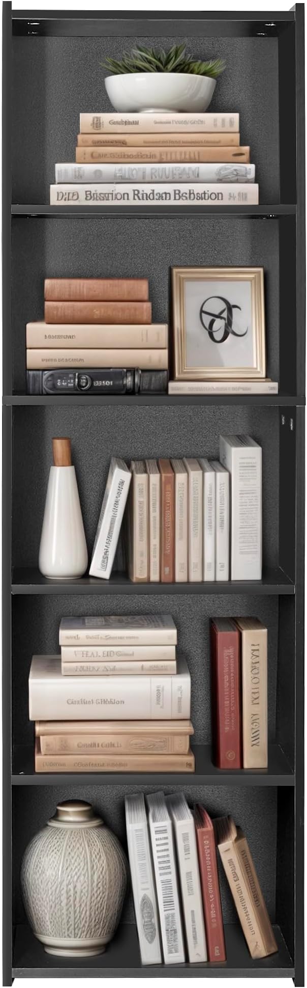 ZENY 5-Tier Shelf Bookcase, Freestanding Wood Storage Display Open Bookshelf for Home Office (Black)