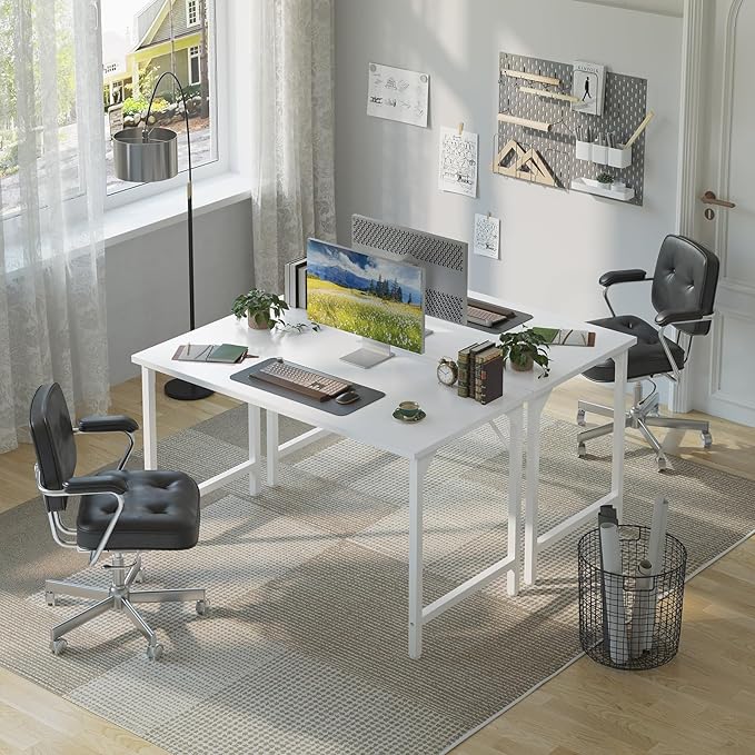 Grandder 32 inch Computer Desk, Small Home Office Desk Study Writing Kid Table for Small Spaces, Simple PC Work Desk, Adjustable Feet, White