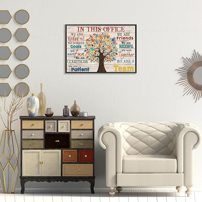 Trendy In This Office We Are A Team Inspirational Wall Art Work Positive Motivation Modern Canvas Posters Encouraging Sign Prints Painting For Office Living Room Wall Decor 8x12in Framed