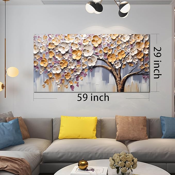 Tree Pictures for Living Room - Colorful Wall Art for Bedroom - Large Modern Canvas Wall Art for Office Size 29" x 59"