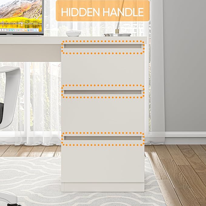 furtble White Desk with Drawers, 63'' W Home Office Computer Desk Gaming Table, Modern Vanity Desk with Storage, Wood Writing Workstation for Bedroom, Living Room, White