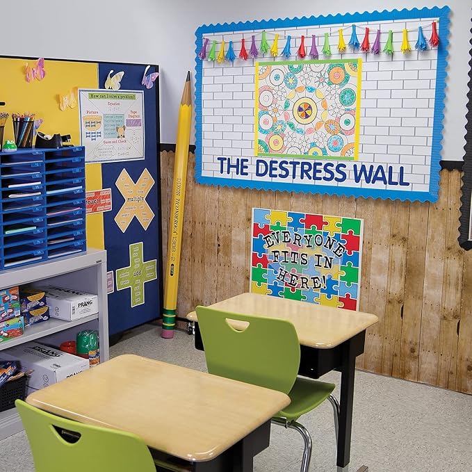 Fadeless Bulletin Board Paper, Fade-Resistant Paper for Classroom Decor, 48” x 50’, White Subway Tile, 1 Roll