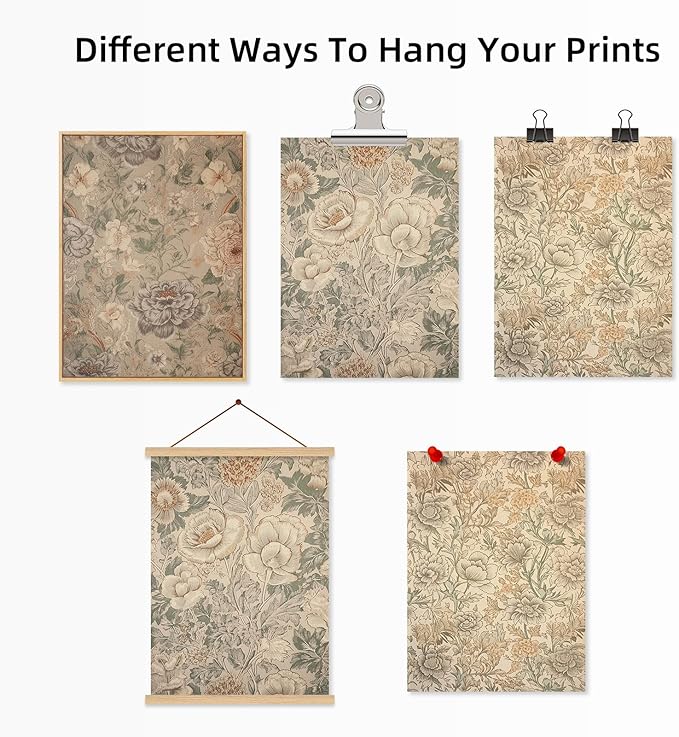Vintage Flower Wall Art Decor Beige Floral Canvas Wall Art Botanical Rustic Pictures Prints Farmhouse Antique Painting Vintage Flower Poster for Living Room Bedroom 16x24 Inch Unframed Set of 3