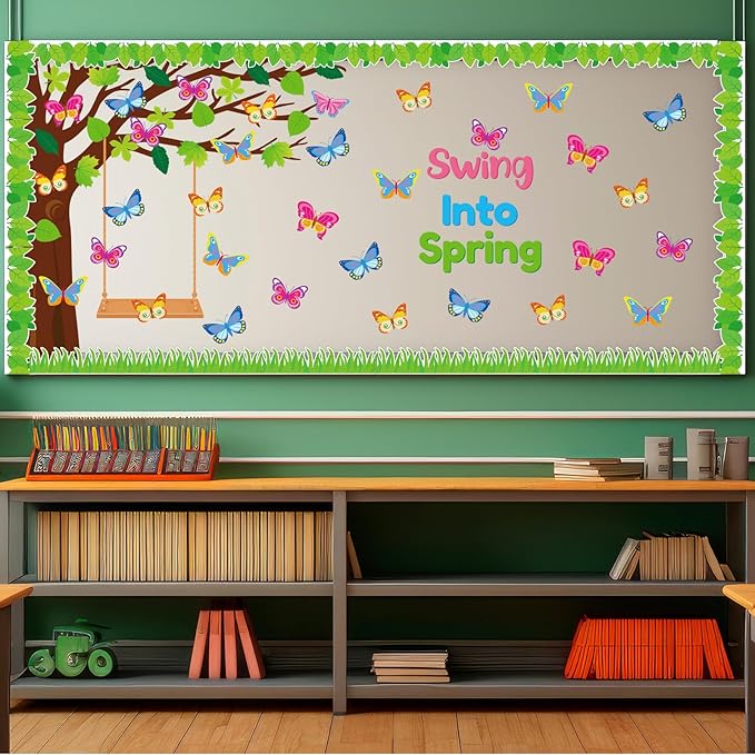 Spring Butterfly Tree Bulletin Board Set Swing Into Spring Classroom Decorations Butterfly Name Tags Cutouts School Home Chalkboard Wall Window Decor for Teacher Preschool Elementary