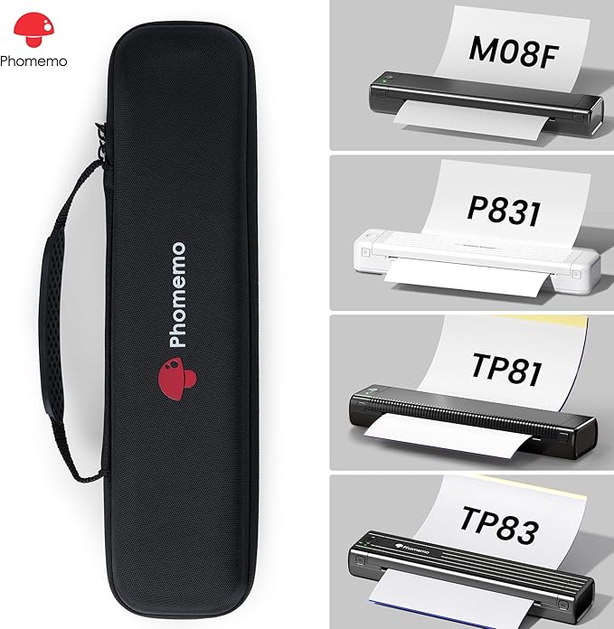 Phomemo Case, Compatible with M08F/D810/P831/TP81 Letter & A4 Portable Printer, for Itari A886, TATTMUSE A887 Mobile Travel Printer Storage Holder Paper & USB Cable(Box Only)