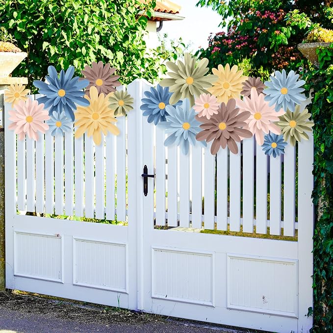 18 Pcs Paper Flowers Decorations for Wall DIY Flower Bulletin Board 3D Fiesta Paper Floral Backdrop Decoration for Photo Backdrop Classroom Back to School Party(Fresh Color)