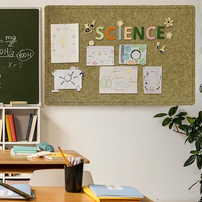 Large Bulletin Board - 60 x 36 Inches, Decorative Felt Pin Board for Wall - 5' x 3' Foldable Photo Display Board with Self-Adhesive Tape, Includes 20 Push Pins - Olive