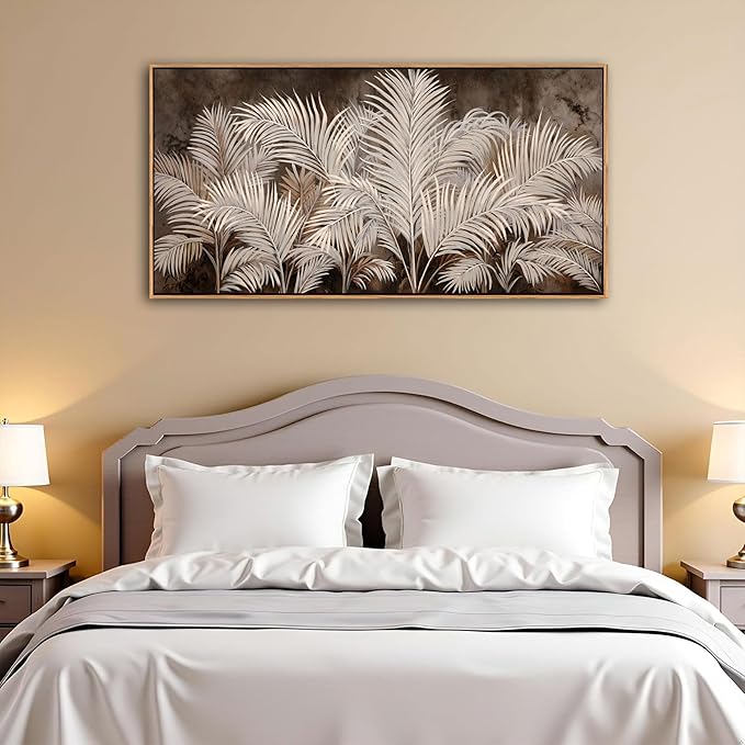 Boho Wall Art in Modern Brown, Minimalist Canvas Artwork for Living Room,Framed Large Wall Art for Bedroom Wall Decor - Textured Decorative Neutral Wall Pictures 20×40IN