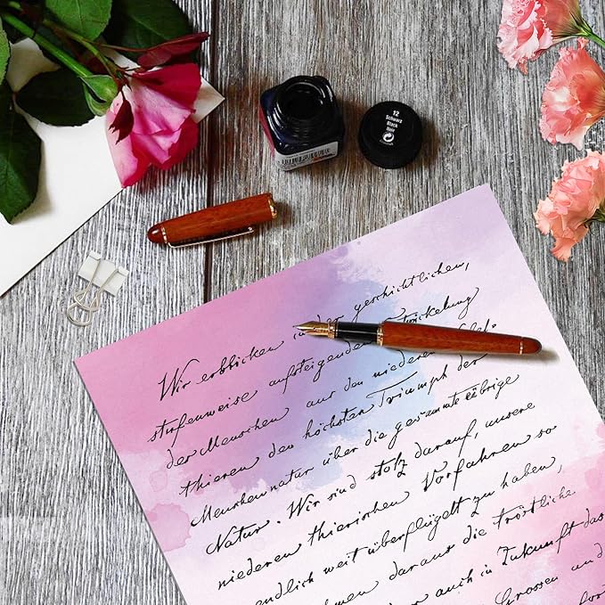 60 Sheets Watercolored Stationery Paper, 8.5 x 11 inch Double-Sided Pastel Paper for Writing Letters and Invitations(Style 01)